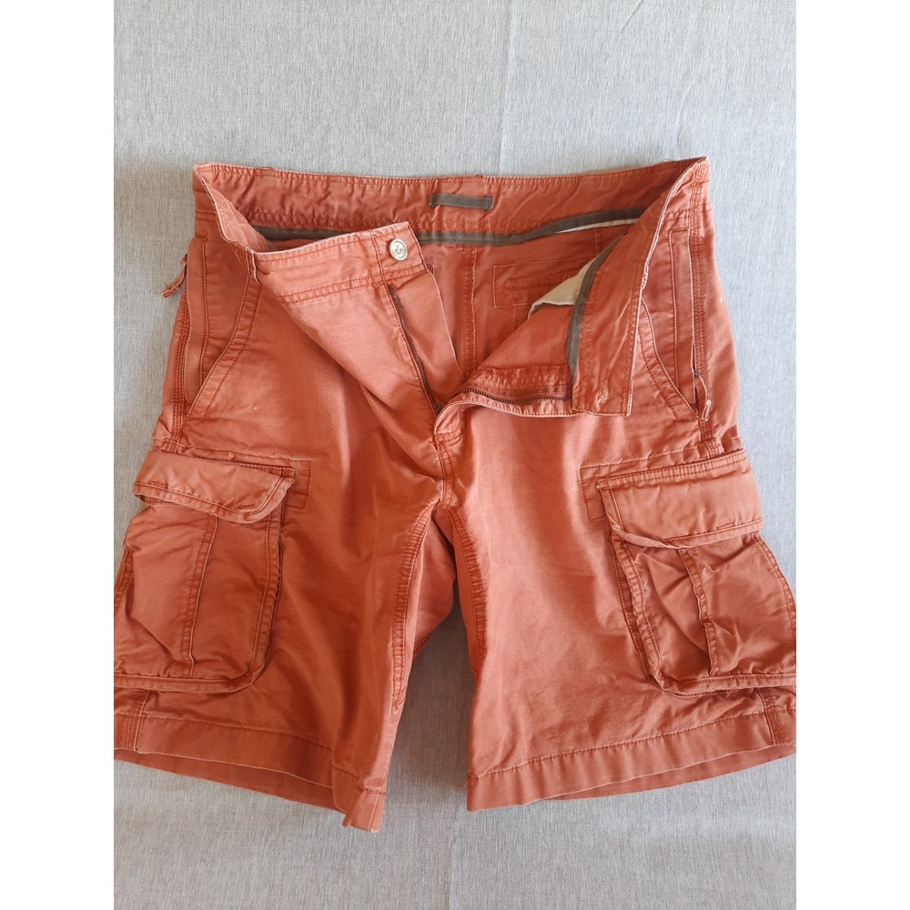 LLBean Men Cargo Lined Shorts 36W Orange Multi pocket Fit Summer Hiking Outdoor